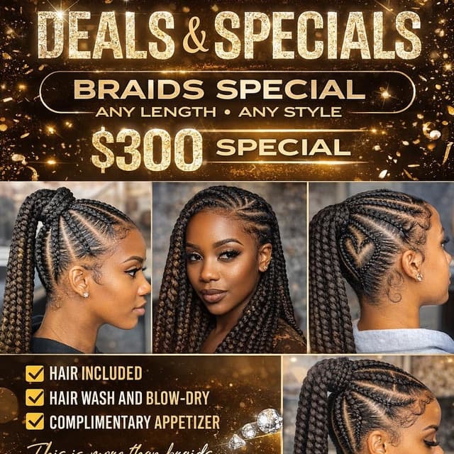 Braiding special at Afrokreyol braiding salon in Plantation, FL